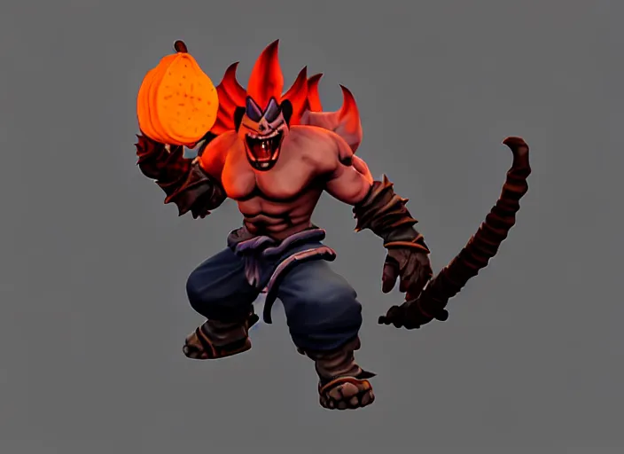 Prompt: raging oni squashling head, stylized stl, 3 d render, activision blizzard style, hearthstone style, darksiders art style