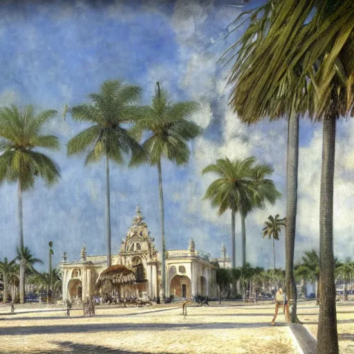 Image similar to a ultradetailed beautiful photo of the amazonas palace designed by jules bastien - lepage, hans belmer, frank weston and gustave baumann, beach, trending on artstation, mediterranean, palm trees, light sparkles, sharp focus, soft light, 8 k 4 k