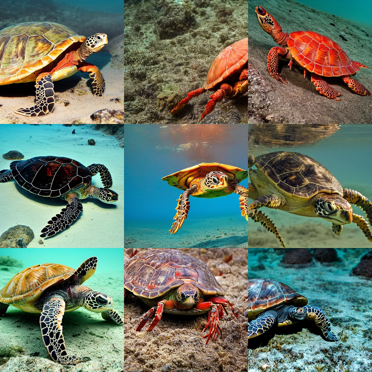 Prompt: a turtle-lobster, wildlife photography