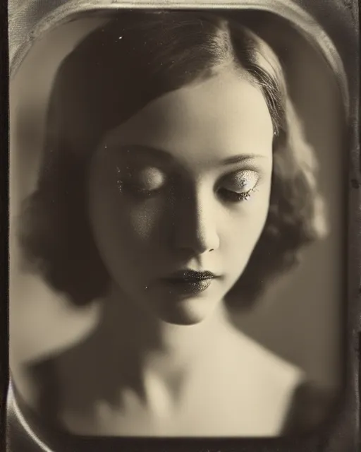 Image similar to tintype black and white dreamy young beautiful female artificial intelligence, metropolis, cinematic, rim light, bokeh, photo - realistic, elegant, high detail, 8 k, masterpiece, photo taken in 1 9 3 0