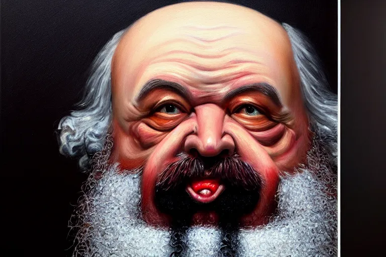 Prompt: ( ( a beautiful 8 k photorealistic masterpiece oil - painting ) ( close up ) and ( zoom out ) ( of ( karl marx with osteogenesis imperfecta ) ( shouting to a dwarf ( angry ) ) ) ( hyperrealism ) ( 1 6 k ) ( trending on artstation )