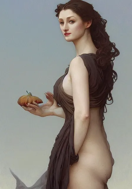 Image similar to tall pregnant sansa, intricate, elegant, highly detailed, digital painting, artstation, concept art, smooth, sharp focus, illustration, art by artgerm and greg rutkowski and alphonse mucha and william - adolphe bouguereau