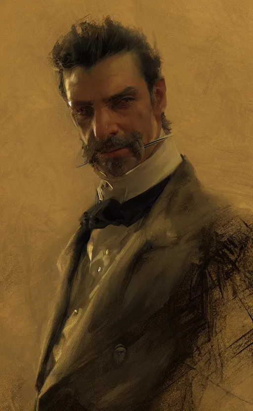 Image similar to portrait of a victorian politician, male, detailed face, fantasy, highly detailed, cinematic lighting, digital painting by craig mullins