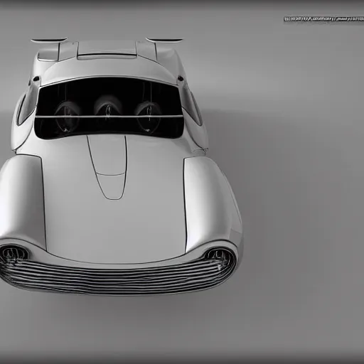 Prompt: An EV sports car as imagined in the 1950's, 3d render, high resolution