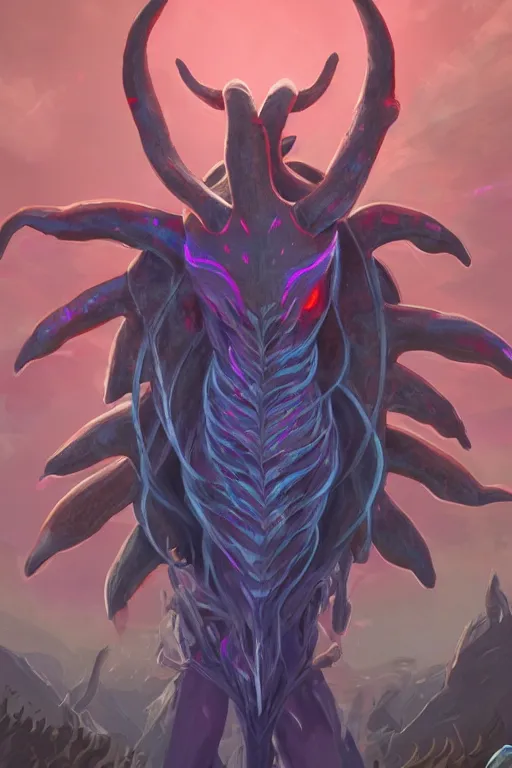 Image similar to an in game portrait of a mind flayer from the legend of zelda breath of the wild, breath of the wild art style.