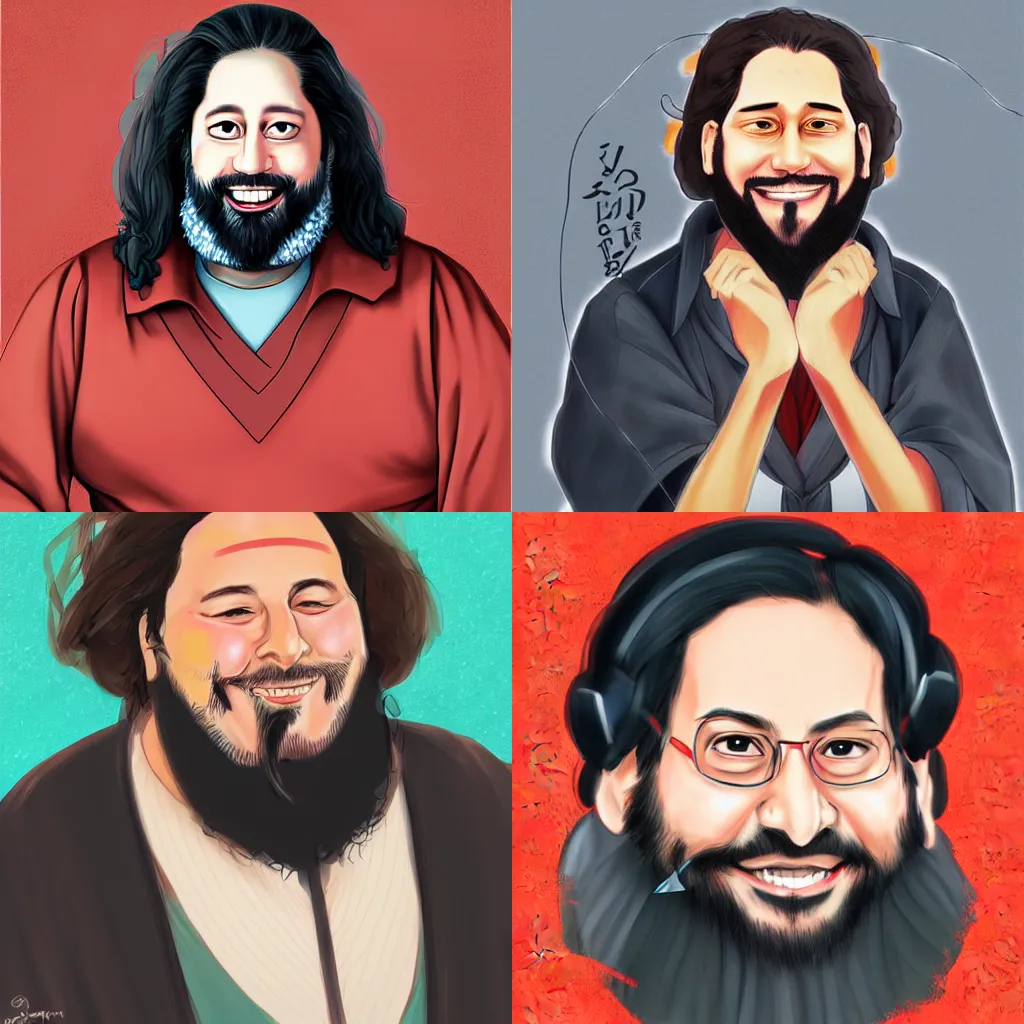 Prompt: portrait of richard stallman in anime style, digital painting, art by rossdraws