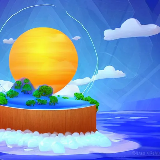 Image similar to blue floating island cartoon app background artwork, digital art, award winning