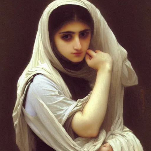 Image similar to 2 1 - year - old persian goth girl, drawn by william - adolphe bouguereau