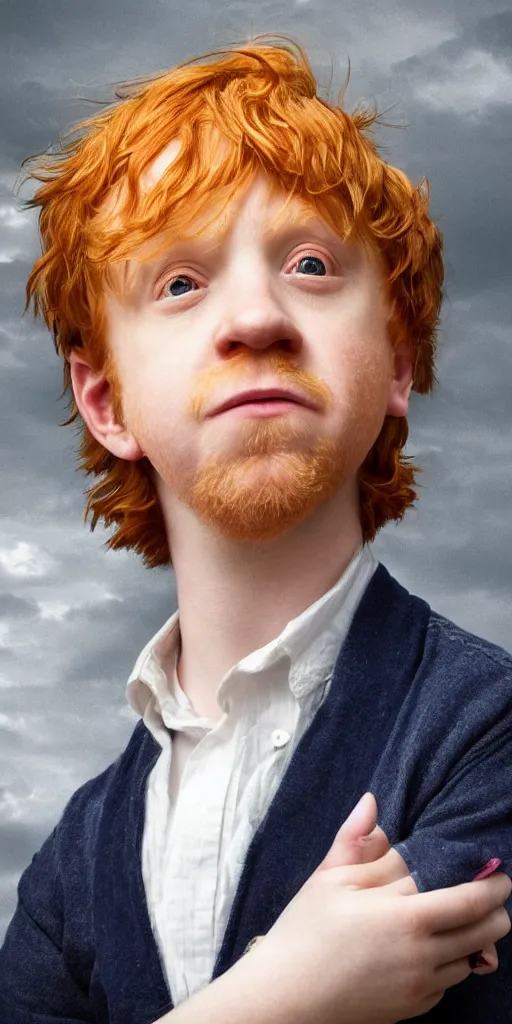 Image similar to photo photorealistic portrait photograph of Rupert Grint as Ronald Weasley. william adolphe bouguereau. During golden hour. soft light Extremely detailed. detailed photograph Beautiful. 4K. Award winning.