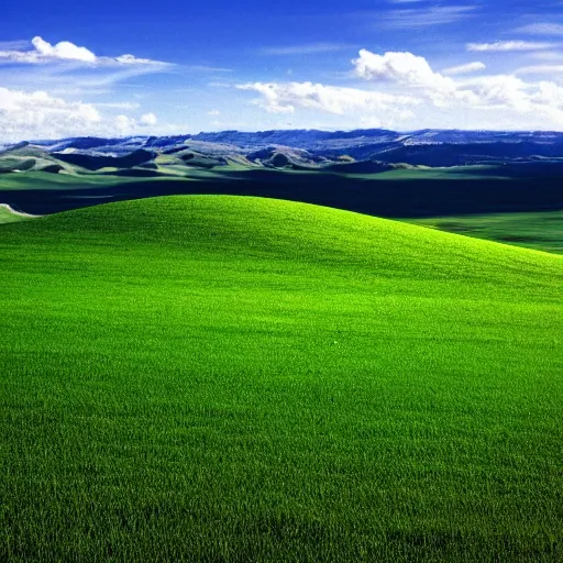 Prompt: a photo of a windows xp screensaver