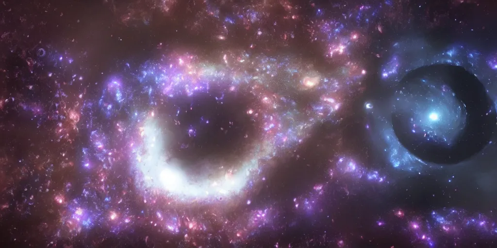 Image similar to view of the one spiral galaxy, deep space, dark space, unreal engine 5