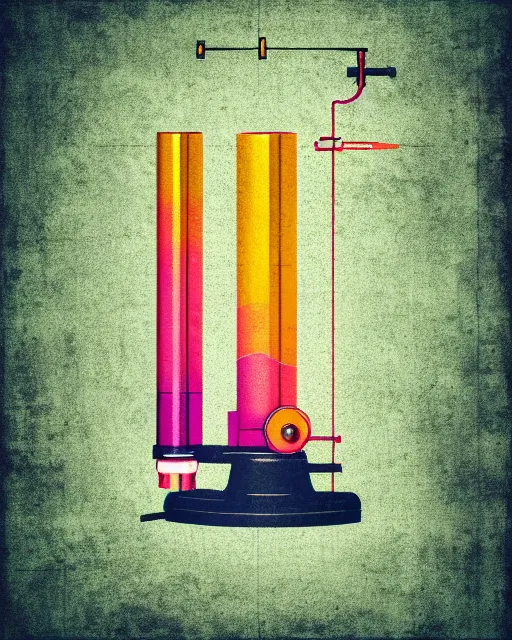 Prompt: ( ( strong dither ) ), editorial illustration scientific lab test tube telescope map microscope, colorful modern, mads berg, karolis strautniekas, christopher balaskas, fine texture, dynamic composition, detailed, matte print, dynamic perspective, halftone texture, muted color, lomography, risograph