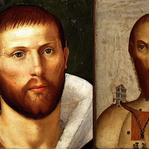 Image similar to A 14th century italian renaissance oil painting of Jerma985, portrait of Jerma985, grainy, realistic, very realistic, hyperrealistic, highly detailed, very detailed, extremely detailed, very neat, very epic, very cool, detailed, trending on artstation