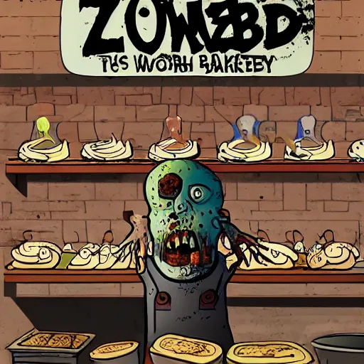 Image similar to zombie working in a bakery by robert kirkman