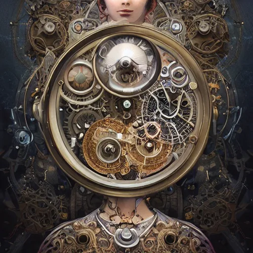 Image similar to a beautiful intricate fine art portrait photo of a mechanical industrial steampunk cybernetic yin yang symbol, overgrown with morning glory flowers, montsera leaves by tom bagshaw and zach sutton, golden ratio composition, studio lighting, 50mm lens, very detailed, bionic, cybernetic scifi, deep depth of field, artstation, 8K, highly coherent