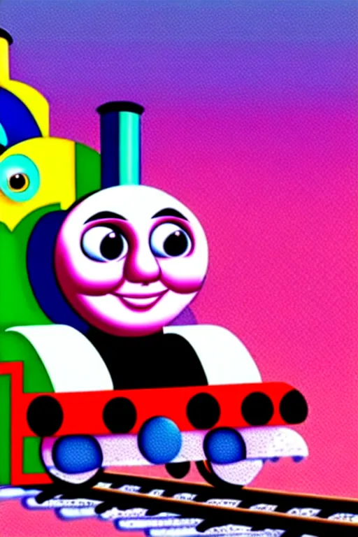 Prompt: Thomas the Train by Lisa Frank