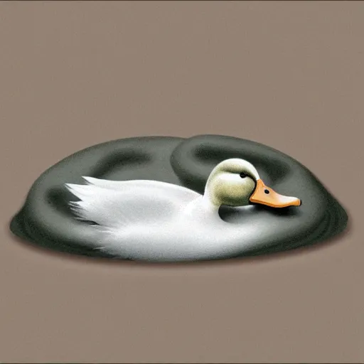 Image similar to duck sleeping on a giant mushroom digital drawing