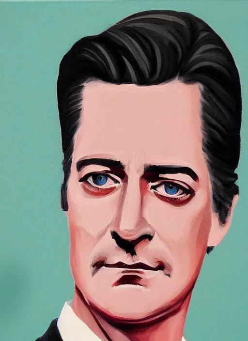 Prompt: portrait of kyle maclachlan as dale cooper by turlo griffin