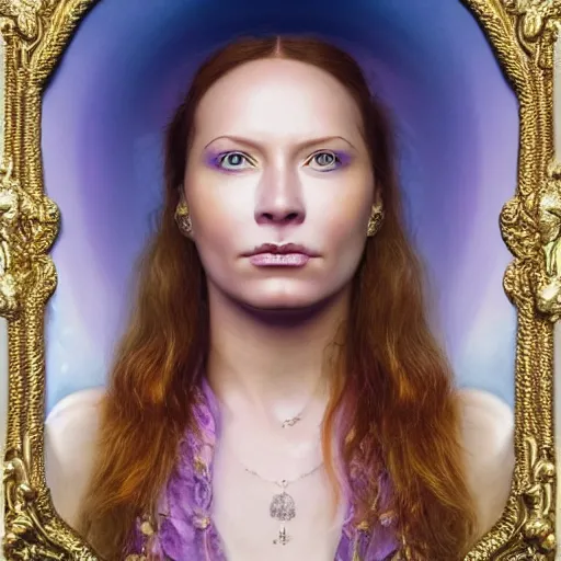 Prompt: hyper - realistic portrait of aurora asknes, 8 k, photo, art by david lachapelle