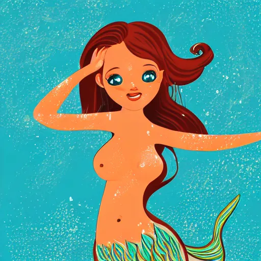 Image similar to Full body mermaid swimming in the sea, Anthropomorphized, portrait, highly detailed, colorful, illustration, smooth and clean vector curves, no jagged lines, vector art, smooth, ArtStation