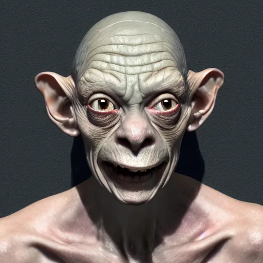 Image similar to gollum mugshot, 8 k, hyperrealism