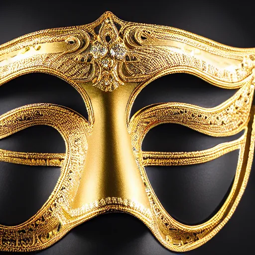 Image similar to a venecian gold mask, intricate details, close up photo, ultra realistic, studio photo, bokeh.