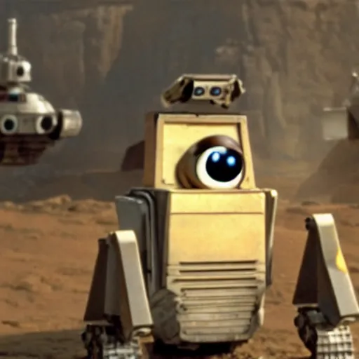 Prompt: wall - e playing the role of the emperor in star wars 1 9 8 2