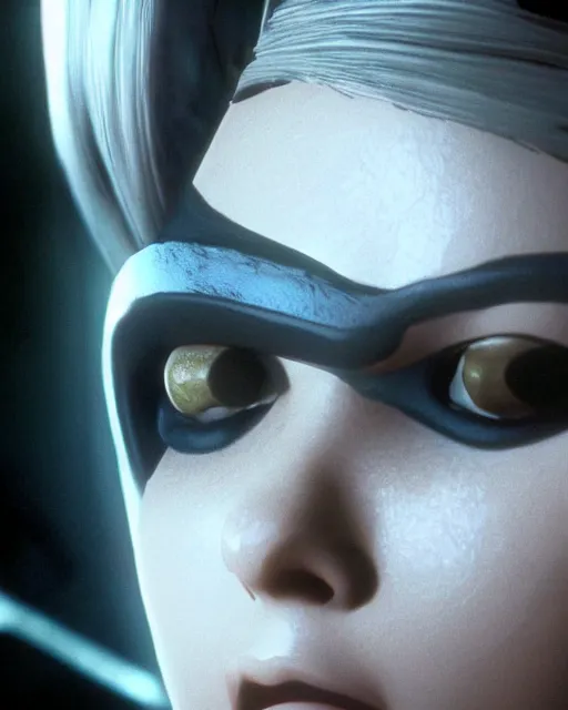 Prompt: film still close - up shot of 2 b nier automata from the movie half life game ( 1 9 9 8 ). photographic, photography