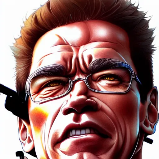 Image similar to arnold schwarzenegger, portrait shinkai makoto studio ghibli studio key hideaki anno sakimichan stanley artgerm lau rossdraws james jean marc simonetti elegant highly detailed digital painting artstation pixiv