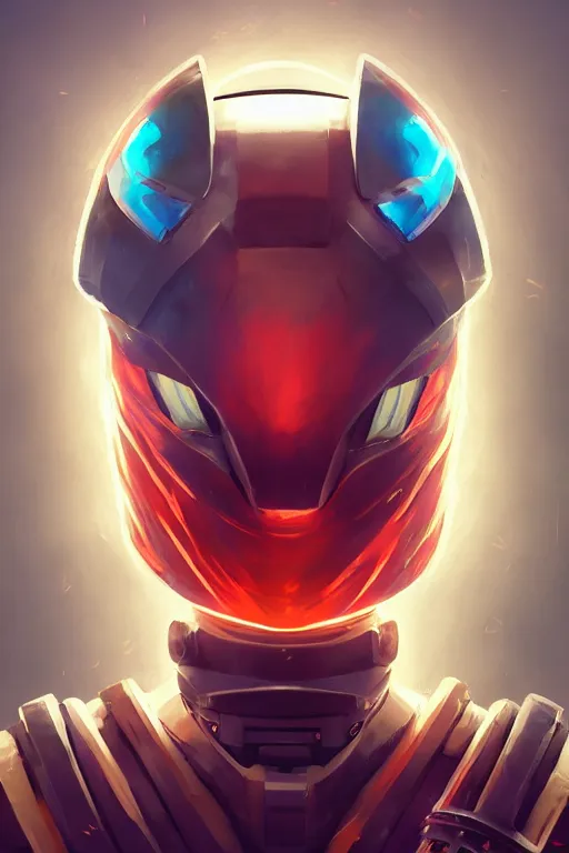 Image similar to epic mask helmet robot ninja portrait stylized as fornite style game design fanart by concept artist gervasio canda, behance hd by jesper ejsing, by rhads, makoto shinkai and lois van baarle, ilya kuvshinov, rossdraws global illumination radiating a glowing aura global illumination ray tracing hdr render in unreal engine 5