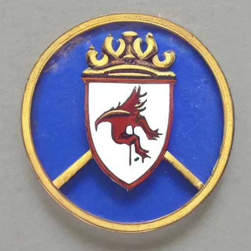 Prompt: high school badge, private school, coat of arms, two - and - a - half dimensions