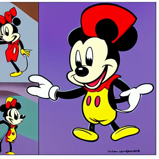 Image similar to mickeymouse as a mignon cartoon, comic