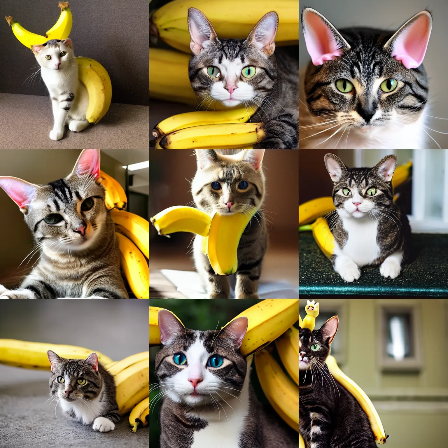 Prompt: a cat with banana ears