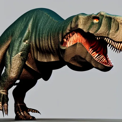 Prompt: 3d render, of a t-rex, white background, portrait, 8k, high resolution