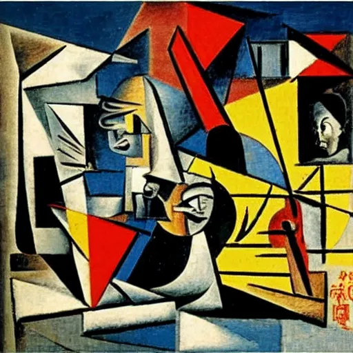 caocao and napoleon meeting in space, picasso cubism | Stable Diffusion ...