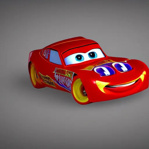 Image similar to low - poly render of lightning mcqueen