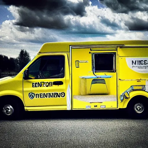 Image similar to minion themed ambulance, professional photography