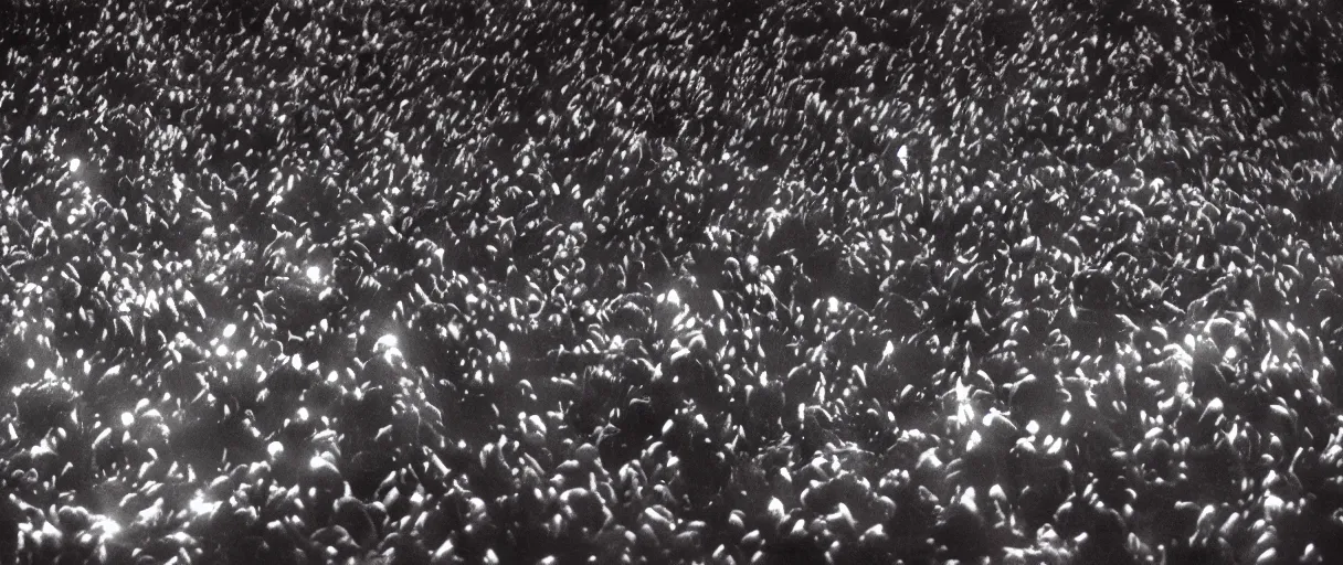 Prompt: filmic extreme close up shot movie still 4 k uhd exterior shot 3 5 mm film color photograph of a terrifying crowd of people attacking each other with tentacles and blood running in terror around mcmurdo station in antartica at night with the northern lights lighting up the sky, in the style of the horror film the thing 1 9 8 2