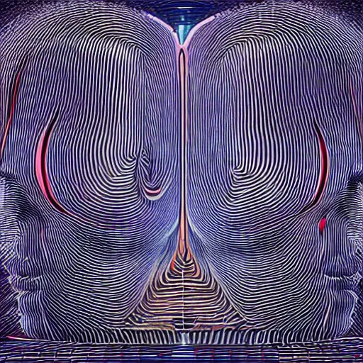 Image similar to my mind Neuromorphic merging with Artificial intelligence anamorphic optical illusion 4k highly detailed