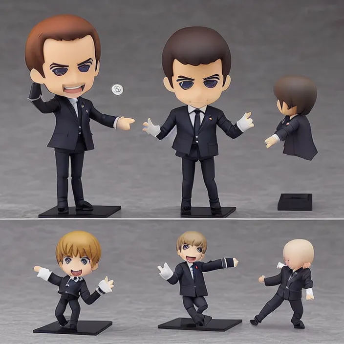 Image similar to prompt is! dream emmanuel macron, an anime nendoroid of emmanuel macron, figurine, detailed product photo