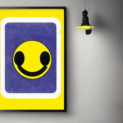 Prompt: vintage yellow smiley design, poster, graphic design