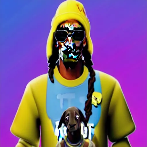 Image similar to snoop dog as a fortnite character