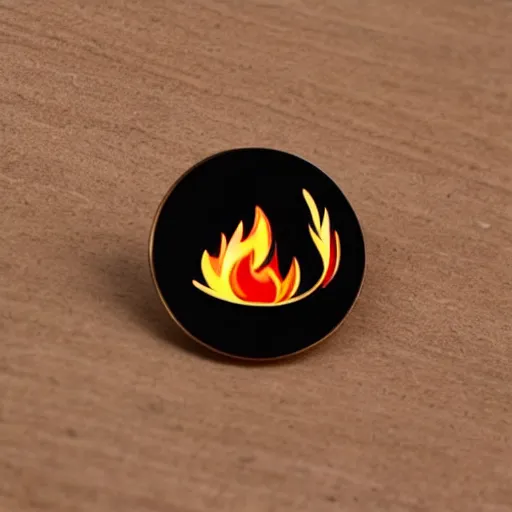 Prompt: minimalistic circle enamel pin of a alcohol cup on fire flame, retro design
