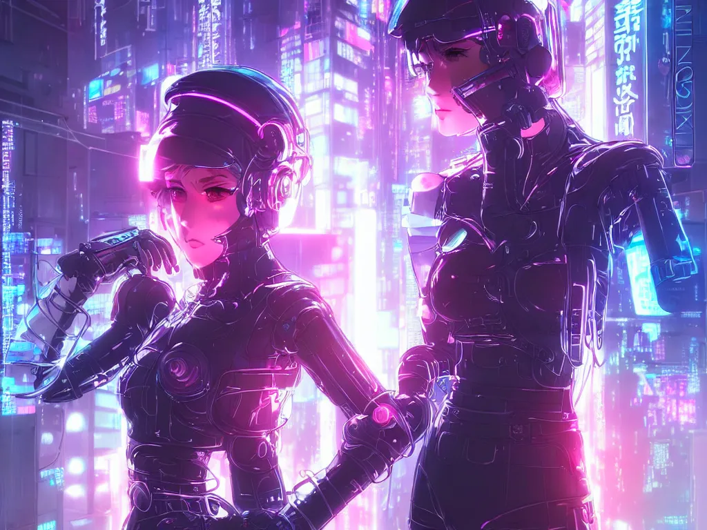 Prompt: portrait anime visual futuristic female cyber police, on cyberpunk neon light tokyo rooftop, ssci - fi and fantasy, intricate and very beautiful, human structure, concept art, sharp focus, anime by rossdraws and magali villeneuve and luxearte and liya nikorov, frostine engine