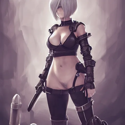 Prompt: Jennifer Aniston as 2B nier automata, cute, intricate, elegant, highly detailed, digital painting, 4k, HDR, concept art, smooth, sharp focus, illustration,