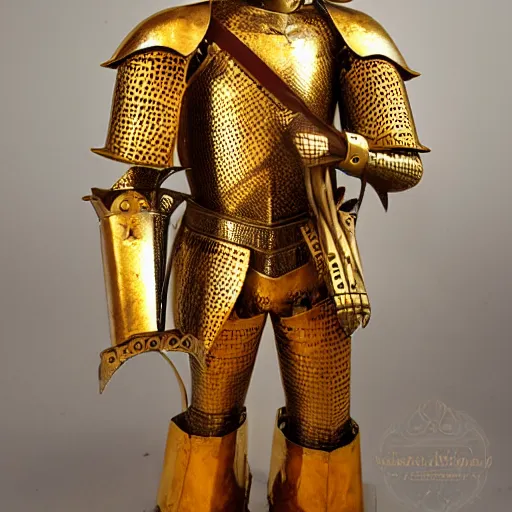 Image similar to portrait the great knight in golden red armor made of polished dragon bones looks relaxed, victorian era