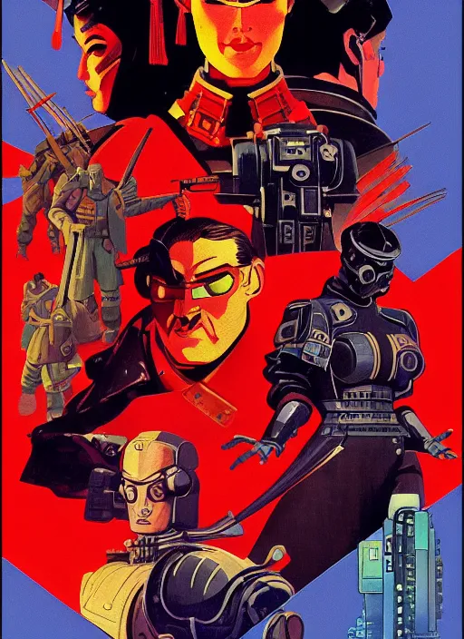 Image similar to soviet propaganda poster. cyberpunk samurai. portrait by jean giraud and anton otto fischer and john philip falter and will eisner and gil elvgren and pixar. realistic proportions. character art. science fiction d & d. tf 2, overwatch, rb 6 s, cyberpunk 2 0 7 7, blade runner 2 0 4 9.