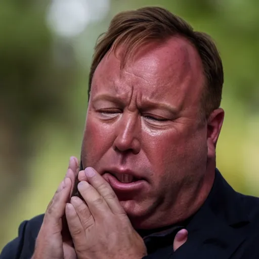 Prompt: alex jones crying hysterically