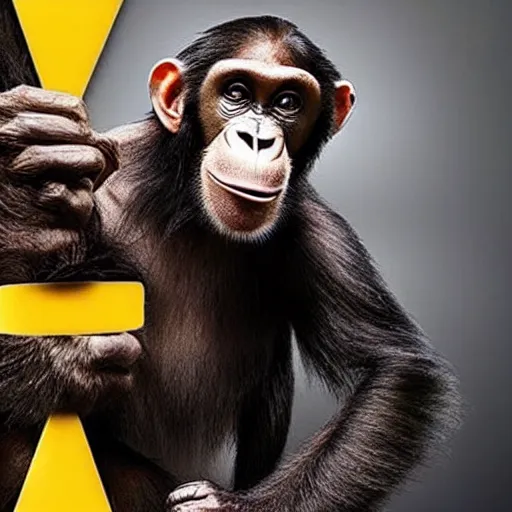 Image similar to saul goodman is a chimp with a machine gun, still from netflix