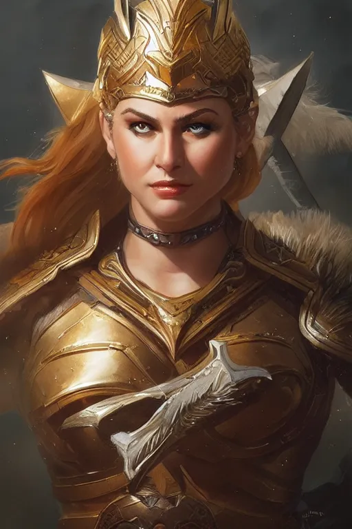 Image similar to amazon valkyrie athena, d & d, fantasy, portrait, highly detailed, headshot, digital painting, trending on artstation, concept art, sharp focus, illustration, art by artgerm and greg rutkowski and magali villeneuve